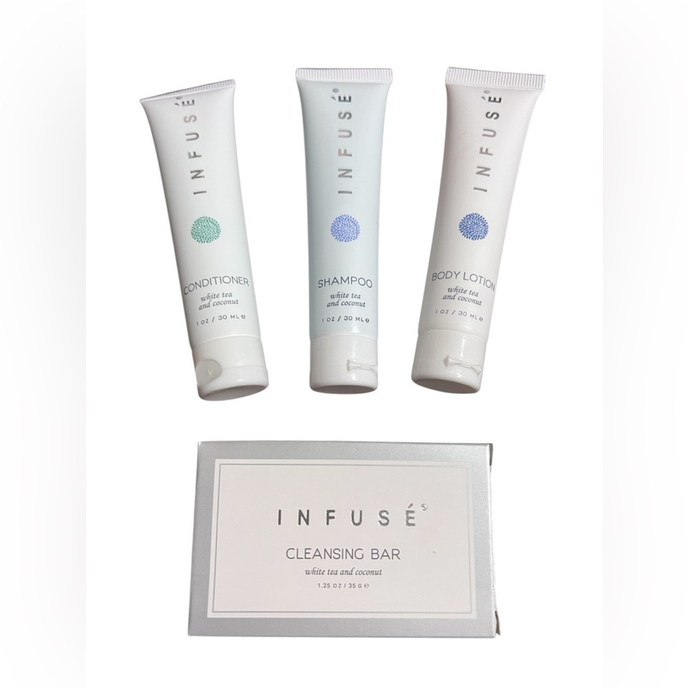 EcoWell Infuse Shampoo, Conditioner, Body Lotion & Cleansing Bar Travel Size Set